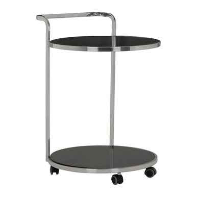 Ackley 2 Tier Silver Drinks Trolley With Black Glass