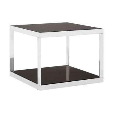 Ackley Silver Square Coffee Table With Black Glass