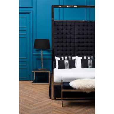 Ackley Silver Square Coffee Table With Black Glass