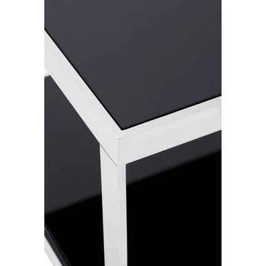 Ackley Silver Square Coffee Table With Black Glass