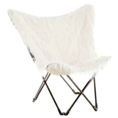 Sienna White Faux Fur Butterfly Chair