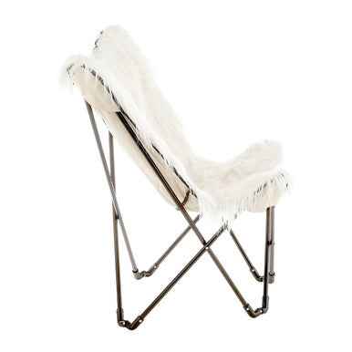 Sienna White Faux Fur Butterfly Chair