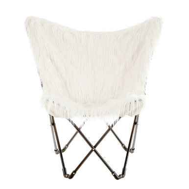 Sienna White Faux Fur Butterfly Chair