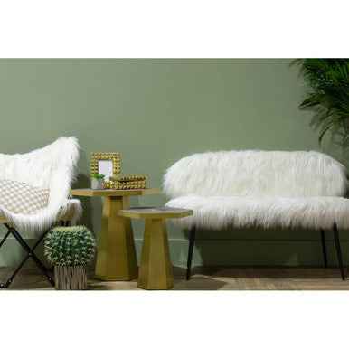 Sienna White Faux Fur Butterfly Chair