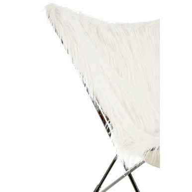 Sienna White Faux Fur Butterfly Chair