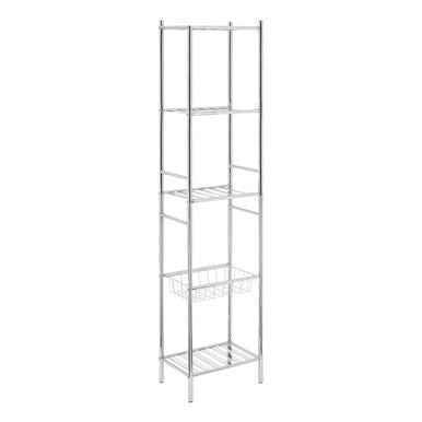 Dara 5 Tier Chrome Shelf Unit With Basket