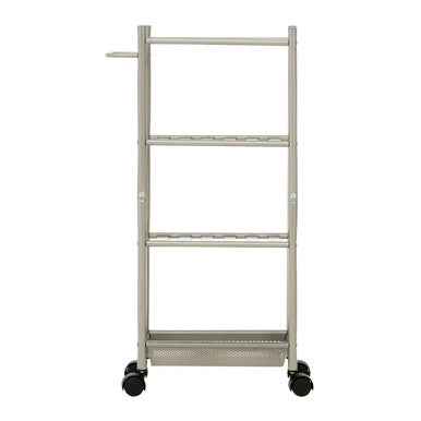 Dara 4 Tier Silver Metal Trolley with Basket