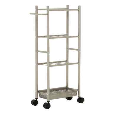 Dara 4 Tier Silver Metal Trolley with Basket
