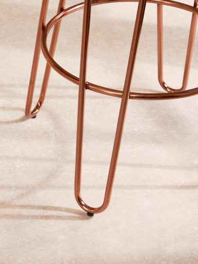 District Rose Gold Finish Wooden Top Bar Stool With Metal Legs