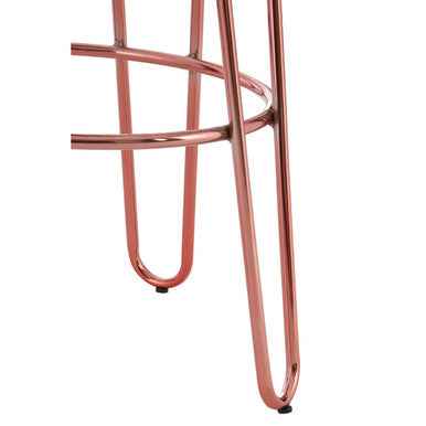 District Rose Gold Finish Wooden Top Bar Stool With Metal Legs