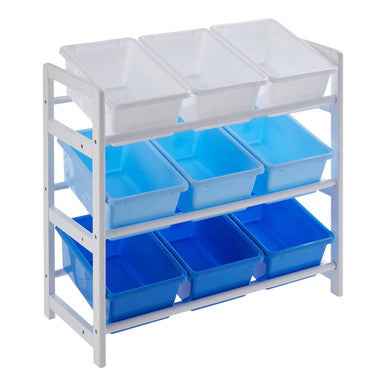 Three Tier White And Blue Kids Storage Unit