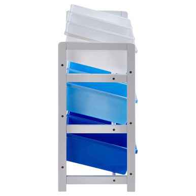 Three Tier White And Blue Kids Storage Unit