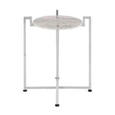 Cibal White Marble Side Table With Chrome Base