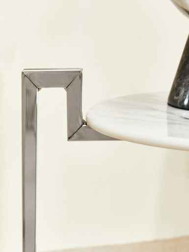 Cibal White Marble Side Table With Chrome Base