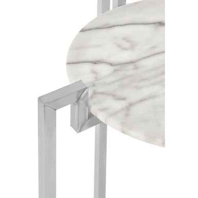 Cibal White Marble Side Table With Chrome Base