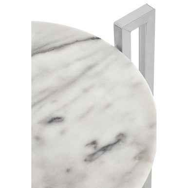 Cibal White Marble Side Table With Chrome Base