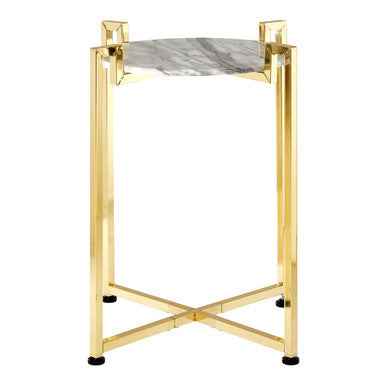 Cibal White Marble Side Table With Warm Gold Base