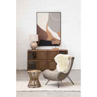 Maka Grey Natural Rattan Stool