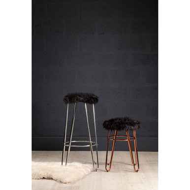 District Faux Fur Rose Gold Finish Stool