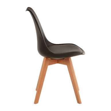 Stockholm Black Chair With Cushion And Beech Wood Legs