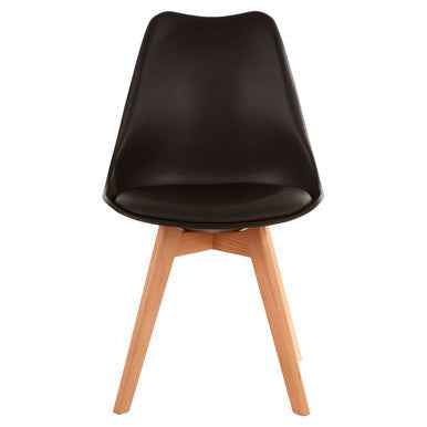 Stockholm Black Chair With Cushion And Beech Wood Legs