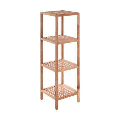 ARLA 4 Tier Walnut Wood Bathroom Shelf Unit
