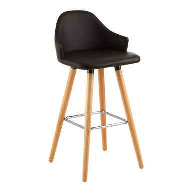 Stockholm Black Curved Backrest Bar Stool