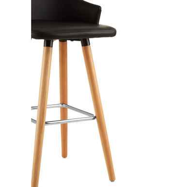 Stockholm Black Curved Backrest Bar Stool