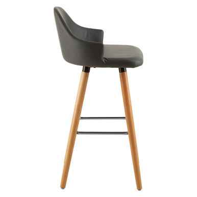 Stockholm Grey Faux Leather Bar Stool with Beechwood Legs