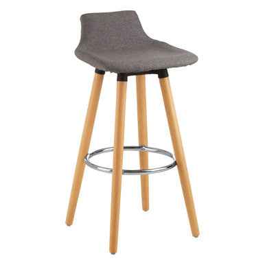 Stockholm Grey Bar Stool With Beechwood Legs
