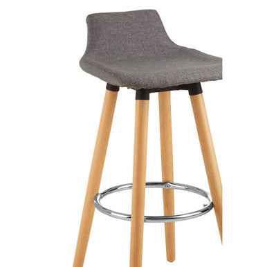 Stockholm Grey Bar Stool With Beechwood Legs