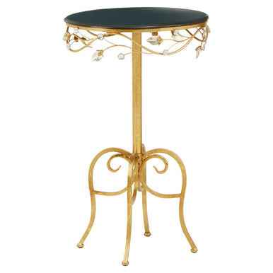 Yaxi Round Side Table With Gold Frame And Black Top
