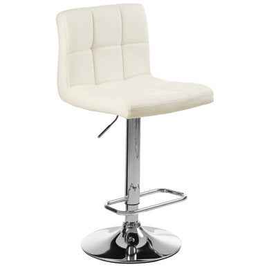 Baina White Quilted Chrome Base Bar Stool
