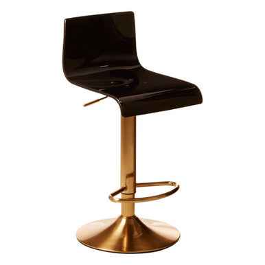 Baina Black Acrylic Seat Bar Stool With Gold Base