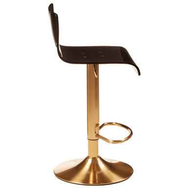 Baina Black Acrylic Seat Bar Stool With Gold Base
