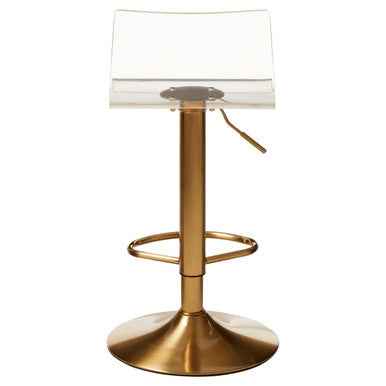 Baina Clear Acrylic Seat Bar Stool With Gold Base
