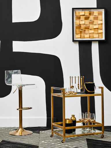 Baina Clear Acrylic Seat Bar Stool With Gold Base