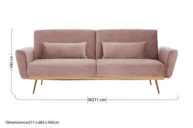 Hatton Pink Velvet Sofa Bed