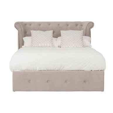 Edison Mink Velvet Ottoman Double Bed