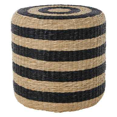 Ashby Seagrass Pouffe with Black Stripes.