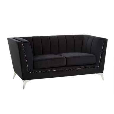 Hansa Two Seat Black Velvet Sofa