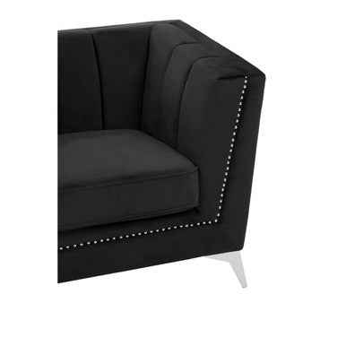 Hansa Two Seat Black Velvet Sofa