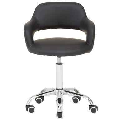 Fionna Black Pu Home Office Chair With Curved Back