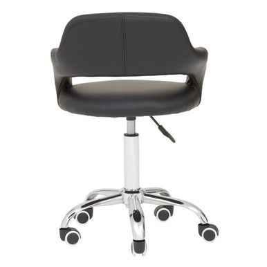 Fionna Black Pu Home Office Chair With Curved Back