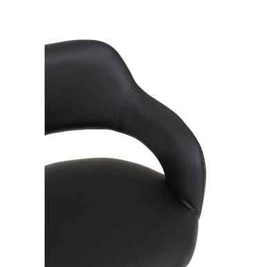 Fionna Black Pu Home Office Chair With Curved Back