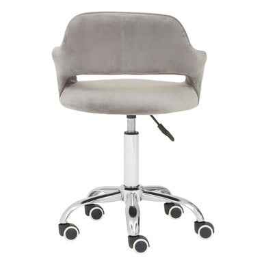 Fionna Grey Velvet Home Office Chair With Curved Back