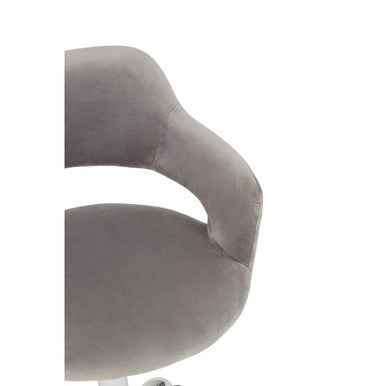 Fionna Grey Velvet Home Office Chair With Curved Back