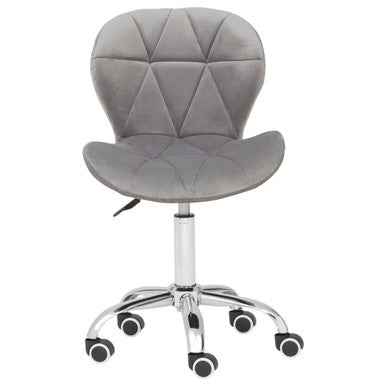 Franki Grey Velvet Quilted Home Office Chair