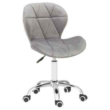 Franki Grey Velvet Quilted Home Office Chair