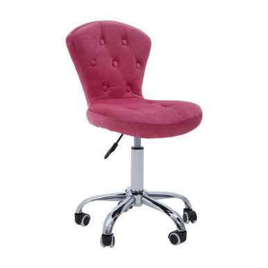 Fayth Pink Velvet Buttoned Home Office Chair